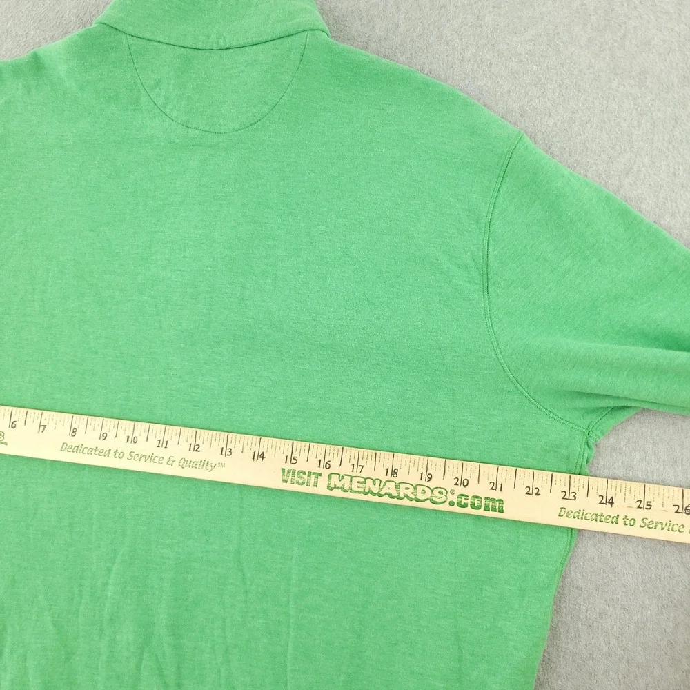 Polo Ralph Lauren Sweater Mens L Green Cotton Viscose 1/4 Zip Mock Neck Pullover